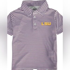 LSU Kids Polo Shirt - Purple and White Stripes